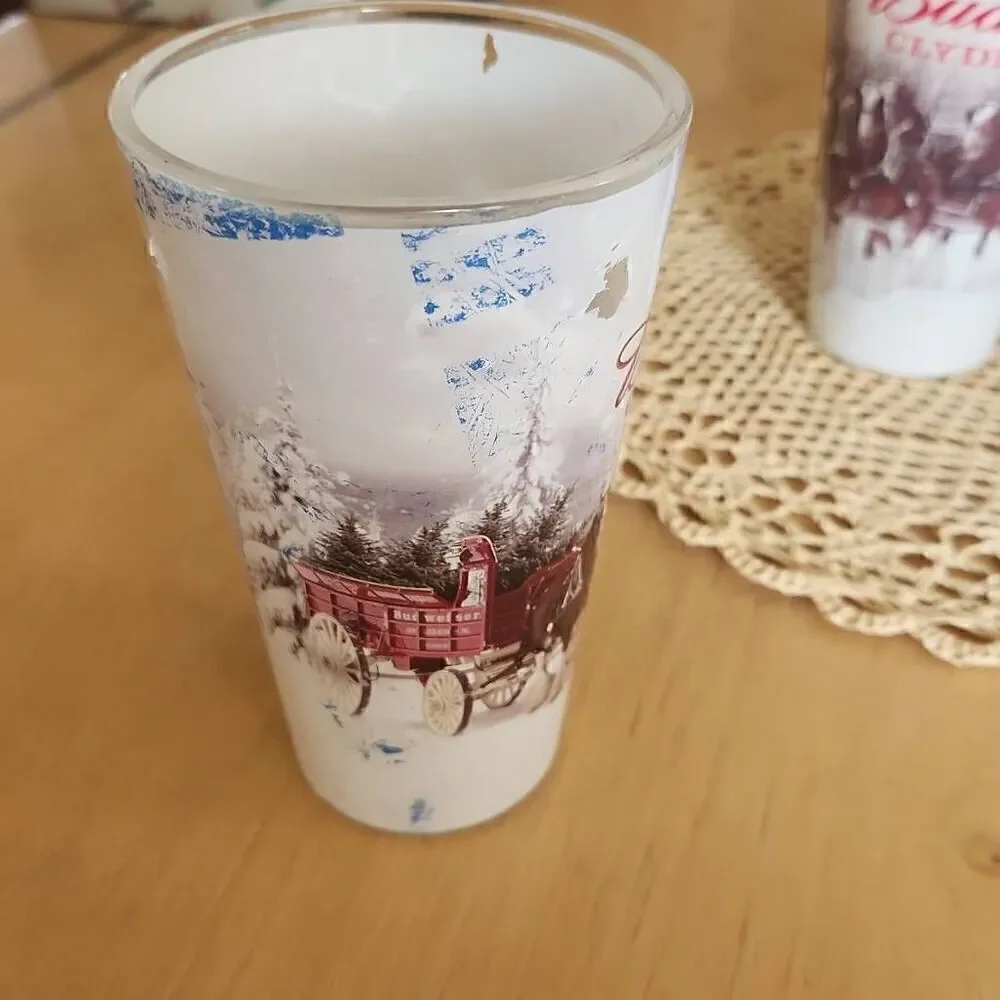 Vintage Budweiser Clydesdale frosted glasses set of 4